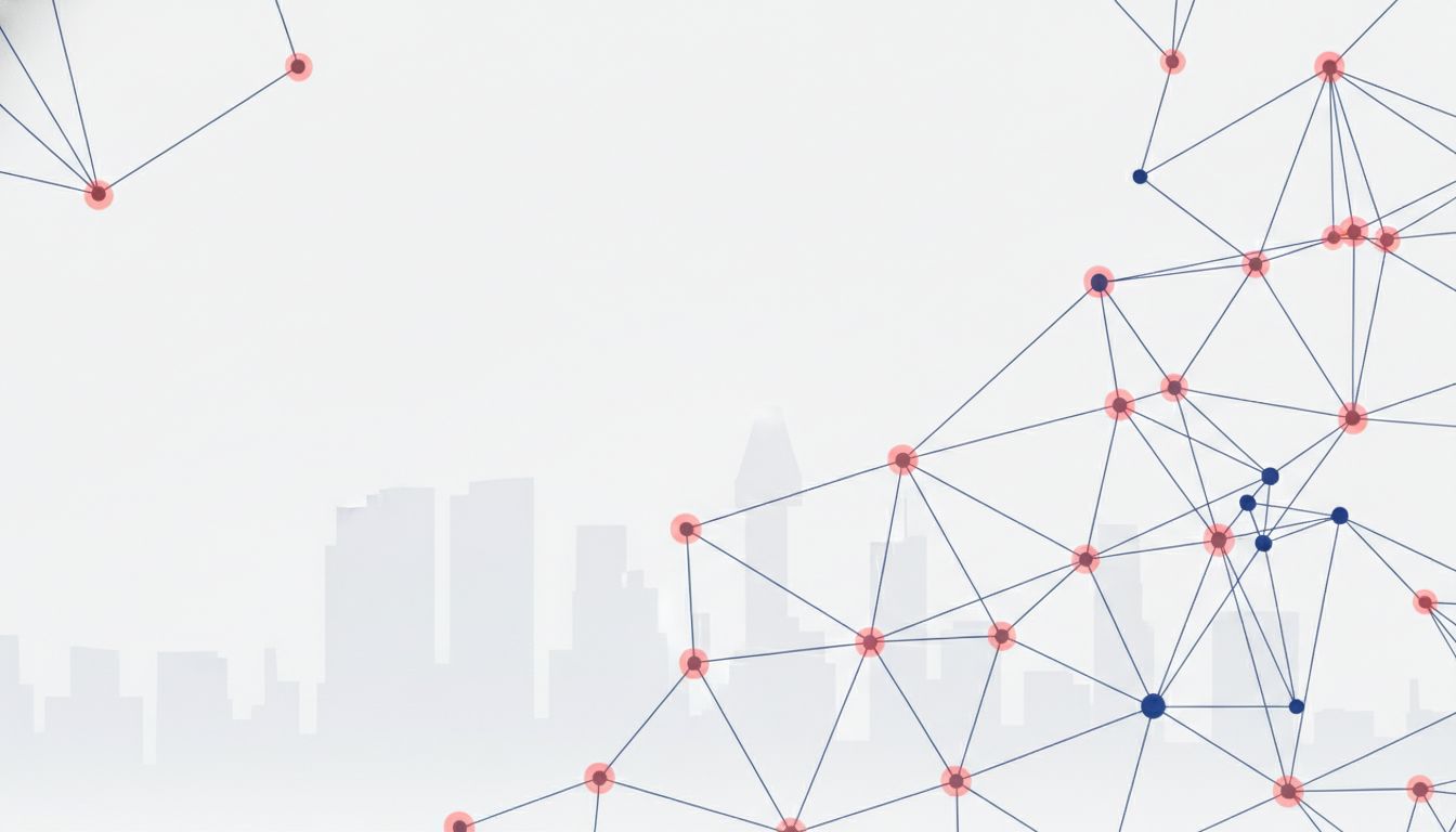 Abstract influencer network graphic with Singapore skyline hints
